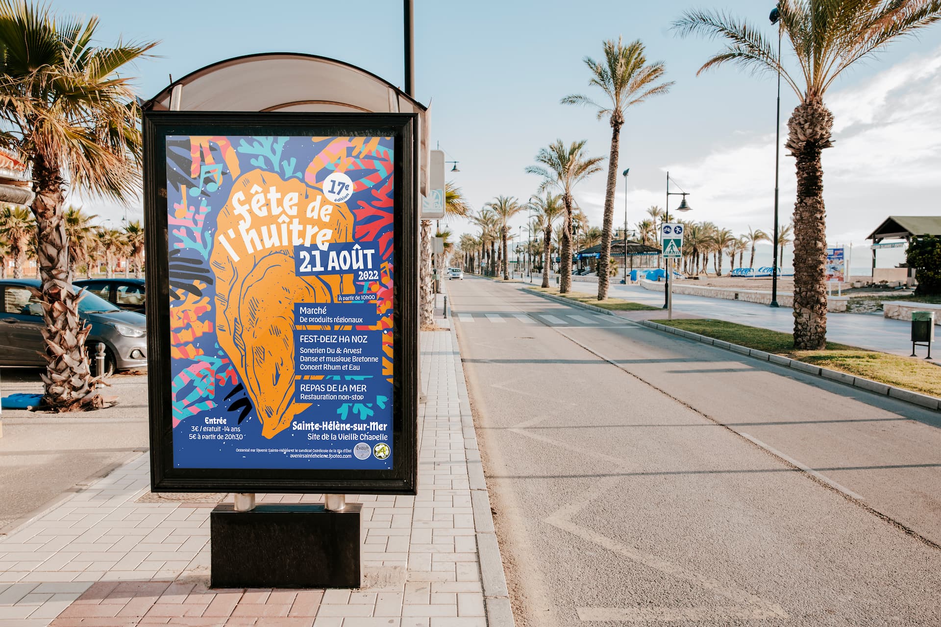 Fête de l'huitre affiche abri bus sucette